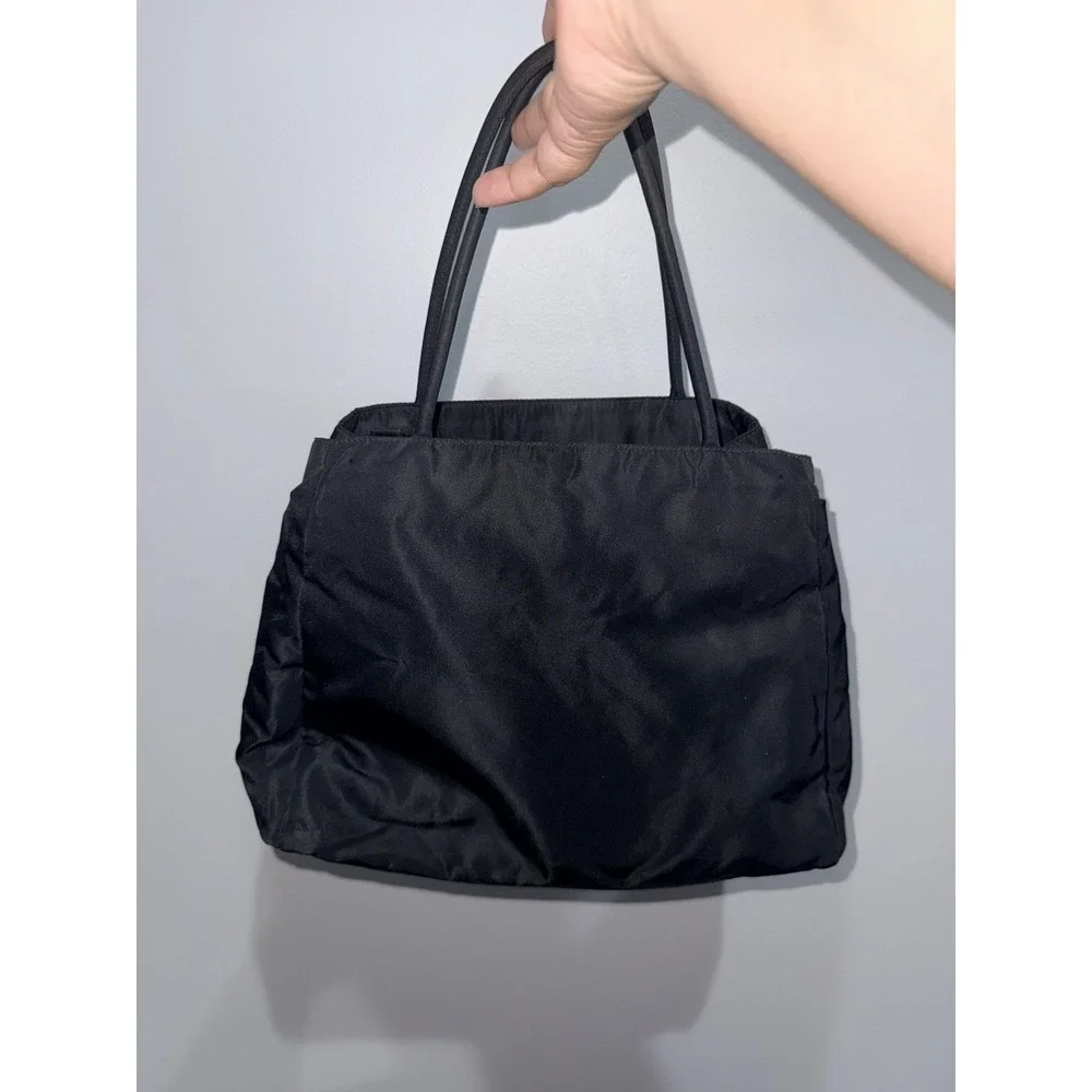 PRADA Tote Bag Black Nylon Unisex Y2K Vintage S - Picture 3 of 16